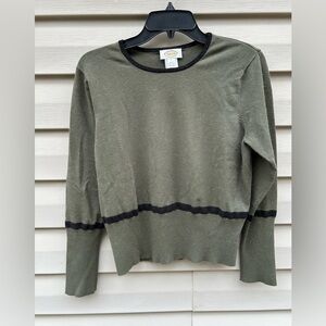 Vintage Talbots L army green black sweater Lagenlook Y2K minimalist pullover
